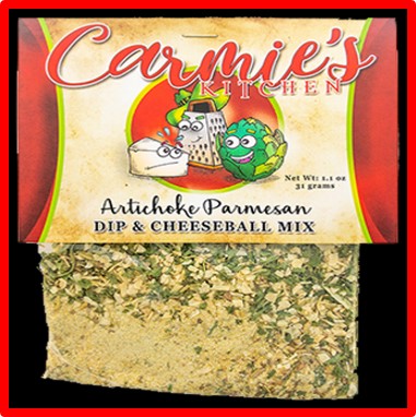 Carmie's Artchoke Parmeasan dip & Cheeseball mix